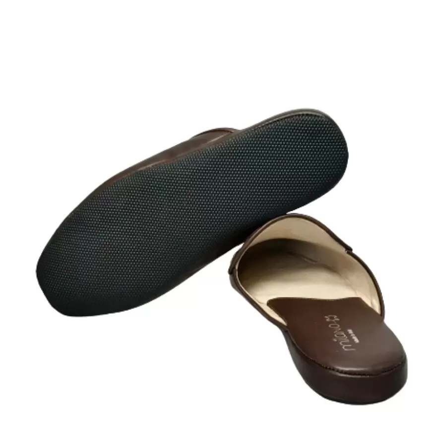 Uomo CAMARRI CALZATURE Scarpe Uomo | Ciabatta / Scendiletto In Pelle Di Struzzo Marrone