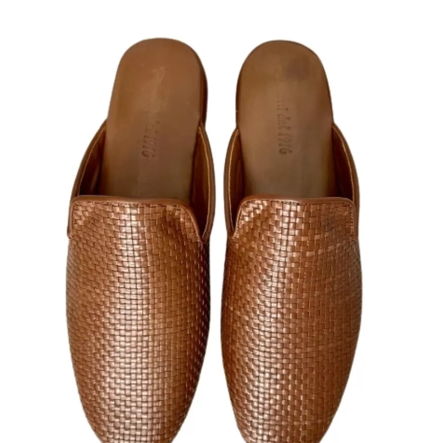 Uomo CAMARRI CALZATURE Scarpe Uomo | Ciabatta / Scendiletto In Pelle Intrecciata Cuoio