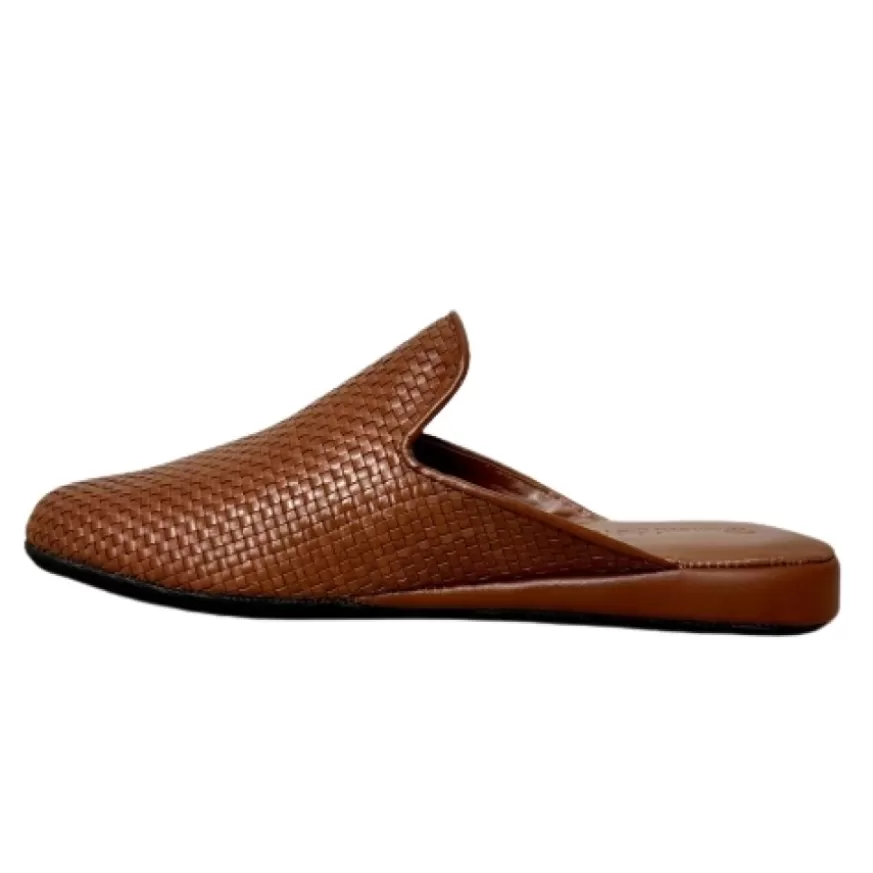 Uomo CAMARRI CALZATURE Scarpe Uomo | Ciabatta / Scendiletto In Pelle Intrecciata Cuoio