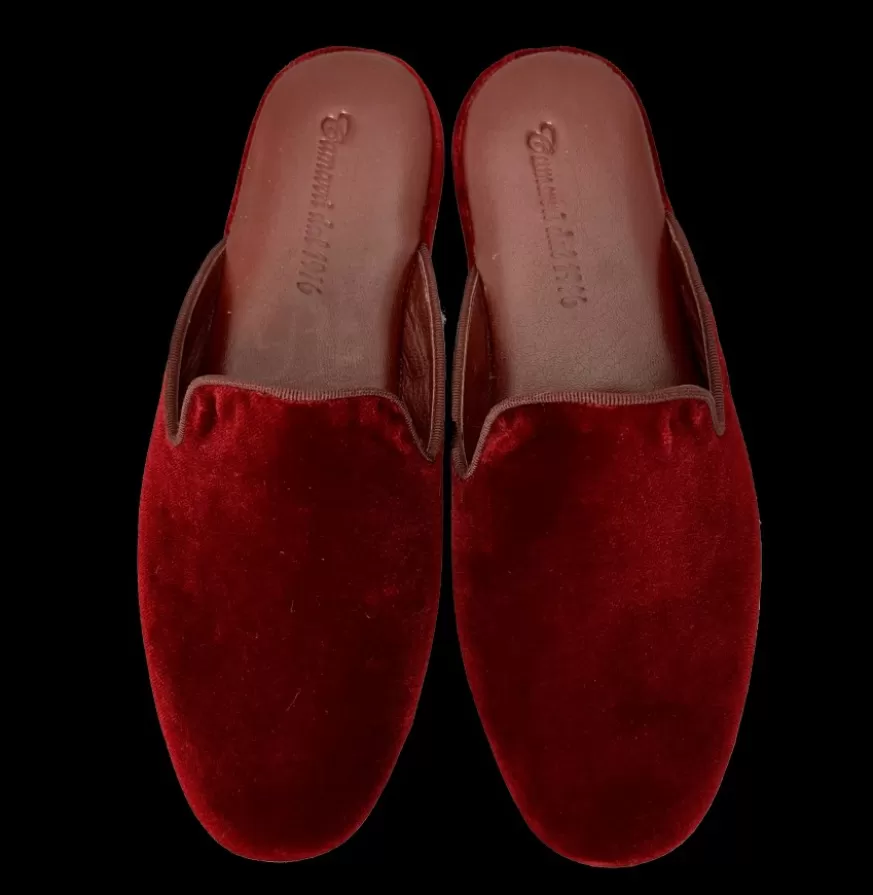 Uomo CAMARRI CALZATURE Scarpe Uomo | Ciabatta / Scendiletto In Velluto Bordeaux