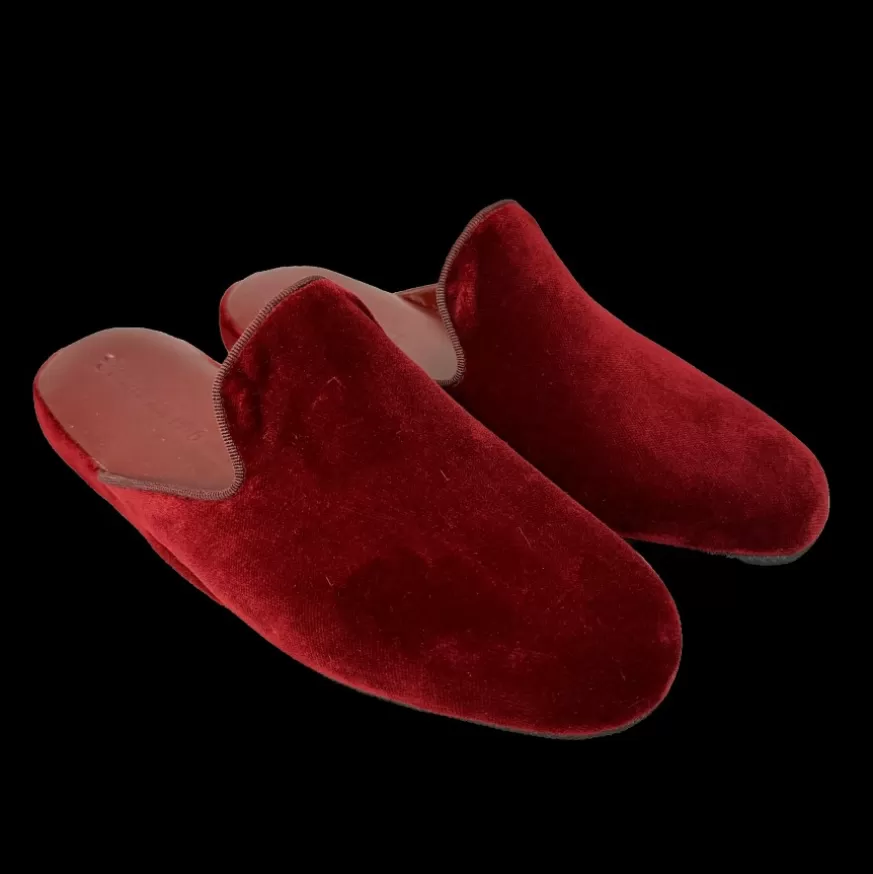 Uomo CAMARRI CALZATURE Scarpe Uomo | Ciabatta / Scendiletto In Velluto Bordeaux