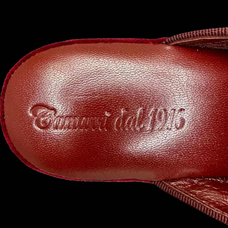 Uomo CAMARRI CALZATURE Scarpe Uomo | Ciabatta / Scendiletto In Velluto Bordeaux