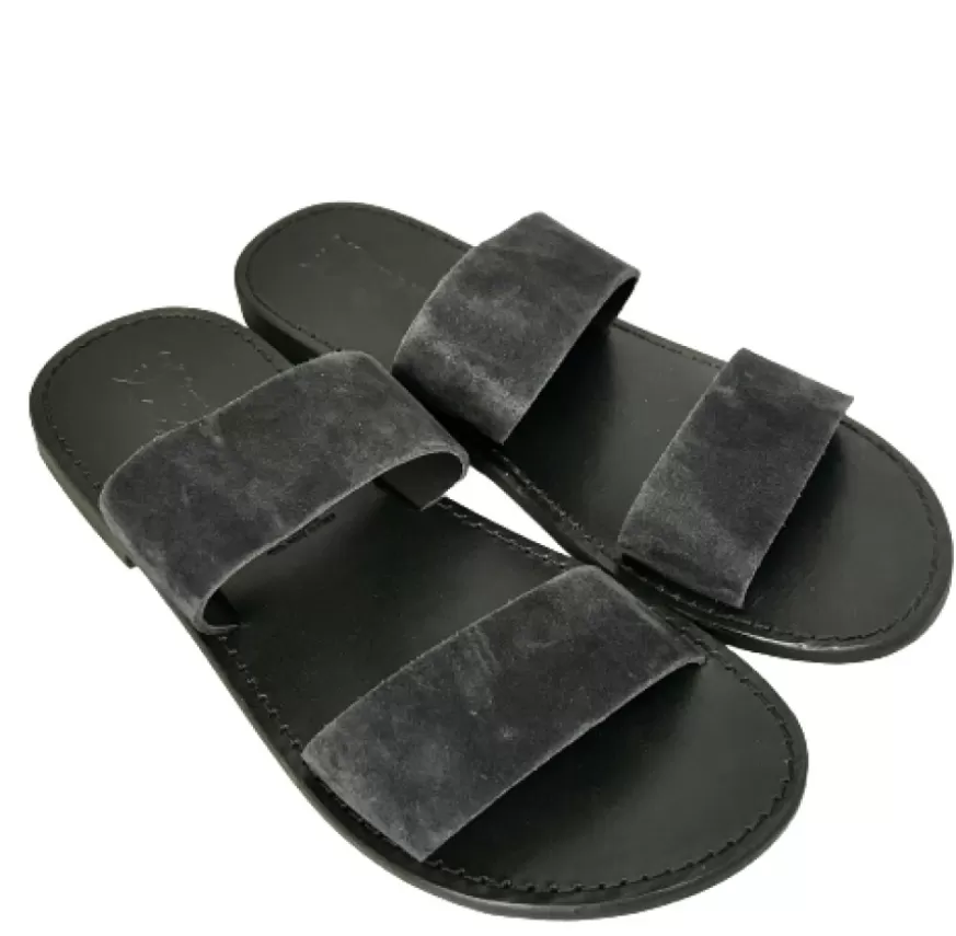 Uomo CAMARRI CALZATURE Scarpe Uomo | Ciabatta Artigianale In Camoscio Nera Mod.C19