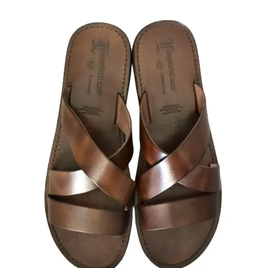 Uomo CAMARRI CALZATURE Scarpe Uomo | Ciabatta Artigianale In Pelle Marrone Mod.C/7046