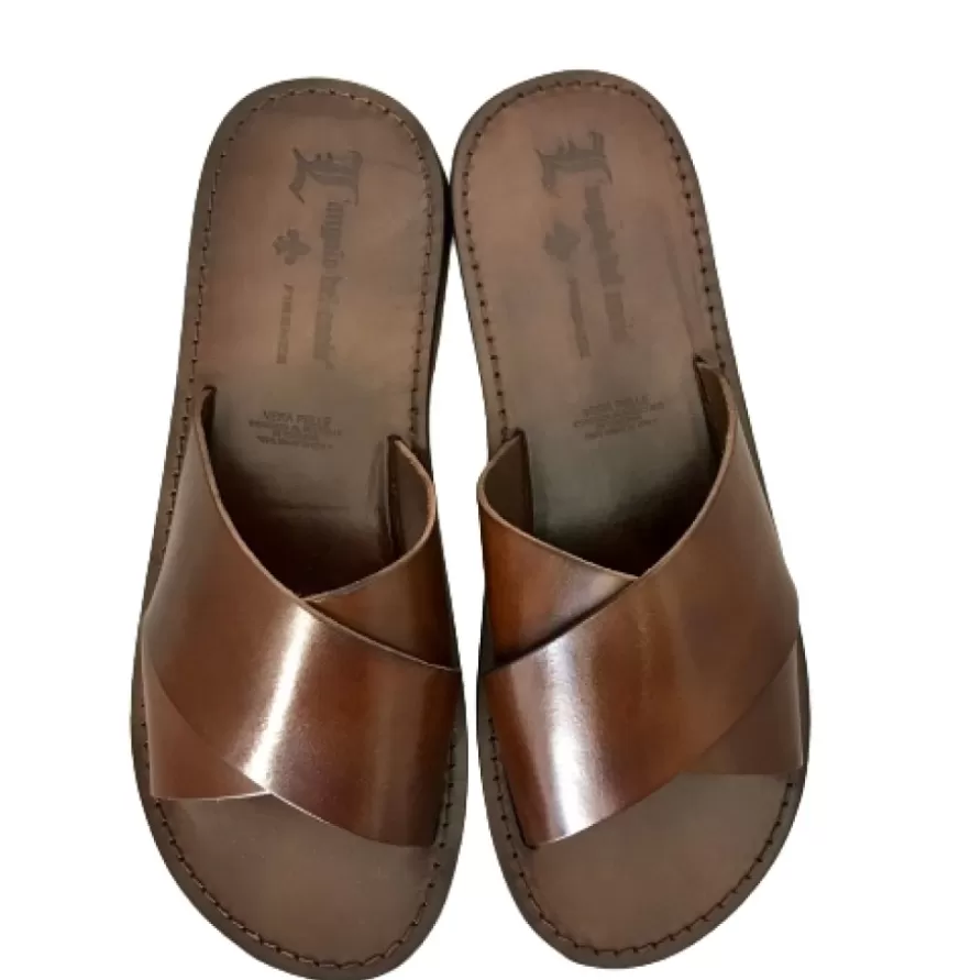 Uomo CAMARRI CALZATURE Scarpe Uomo | Ciabatta Artigianale In Pelle Marrone Mod.C/7093