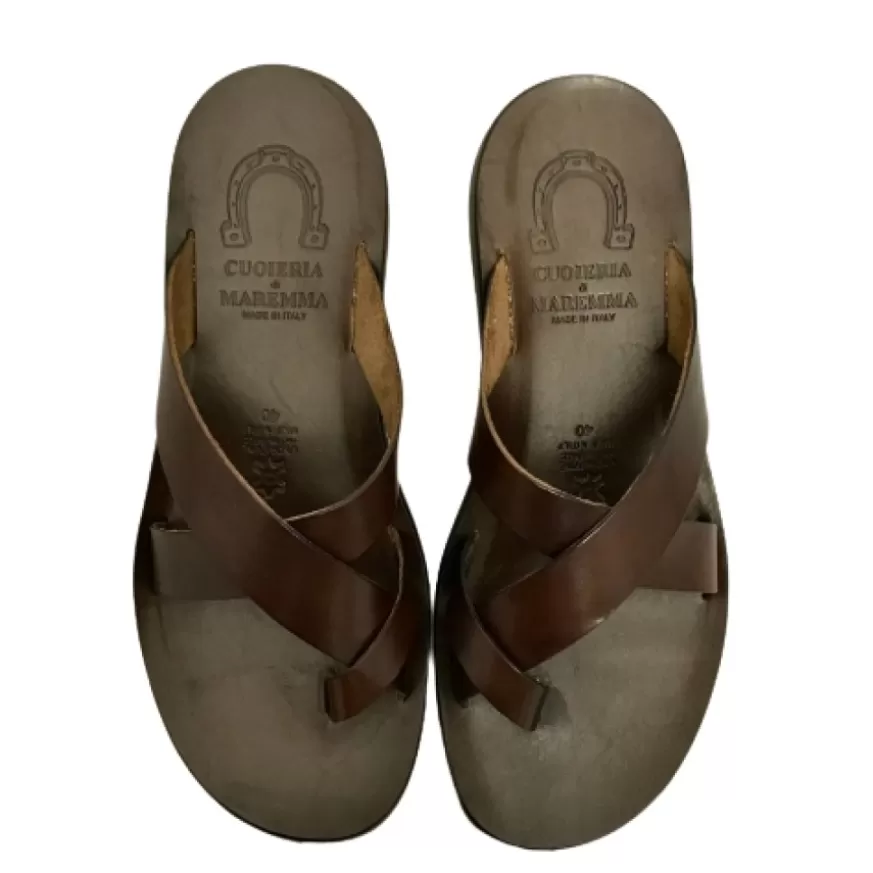 Uomo CAMARRI CALZATURE Scarpe Uomo | Ciabatta Artigianale In Pelle Testa Di Moro Mod.533