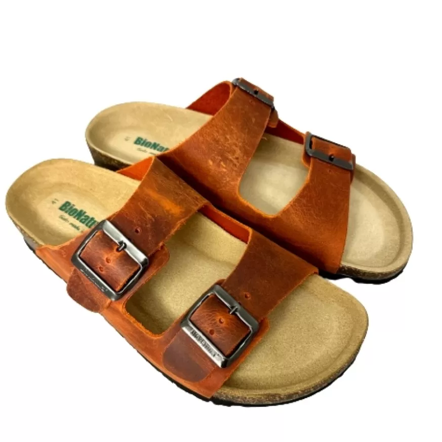 Uomo CAMARRI CALZATURE Scarpe Uomo | Ciabatta Bionatura In Pelle Oleata Mandarino Vibram