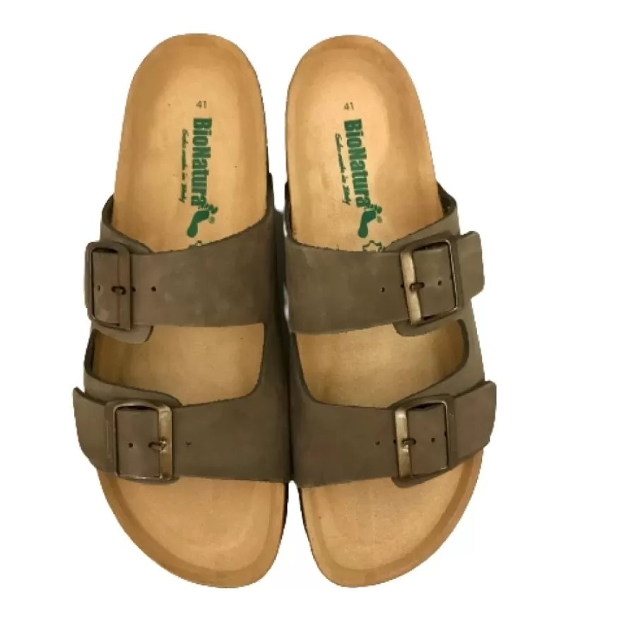 Uomo CAMARRI CALZATURE Scarpe Uomo | Ciabatta Due Fasce Bionatura Nabuk Testa Di Moro