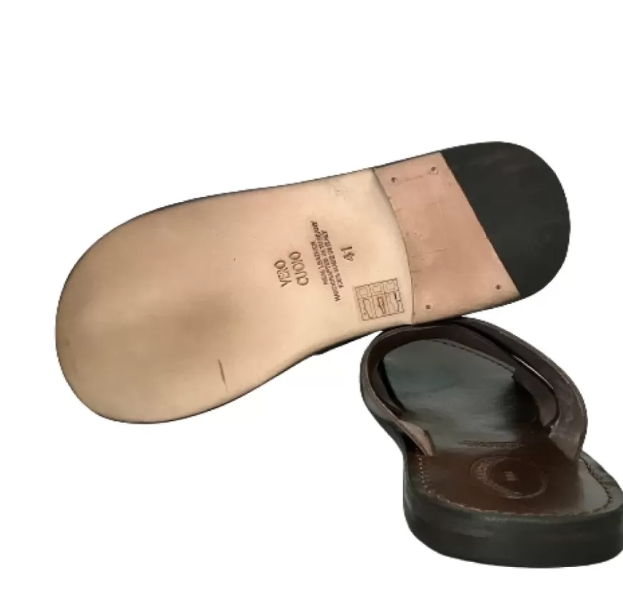 Uomo CAMARRI CALZATURE Scarpe Uomo | Ciabatta In Pelle Testa Di Moro Mod.7046