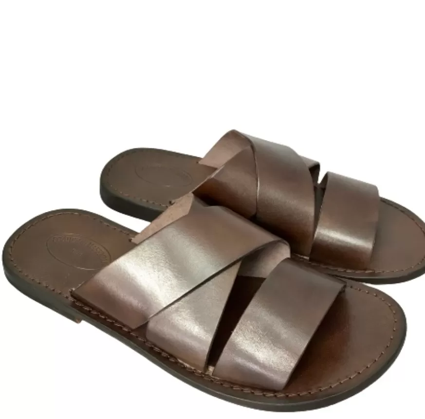 Uomo CAMARRI CALZATURE Scarpe Uomo | Ciabatta In Pelle Testa Di Moro Mod.7046