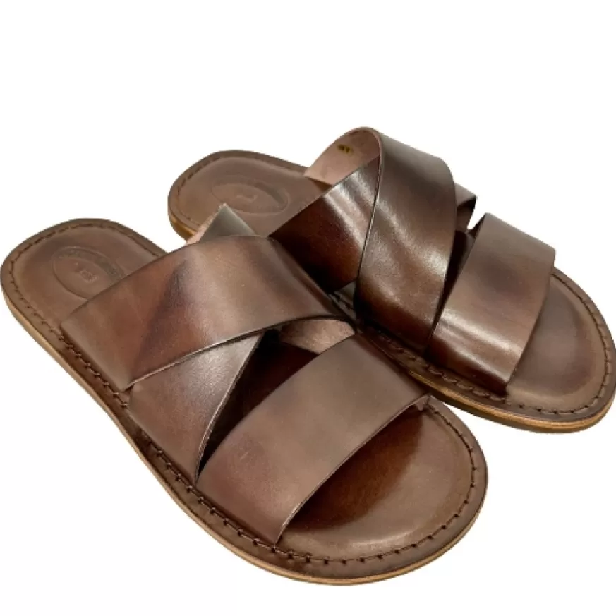 Uomo CAMARRI CALZATURE Scarpe Uomo | Ciabatta In Pelle Testa Di Moro Mod.7046