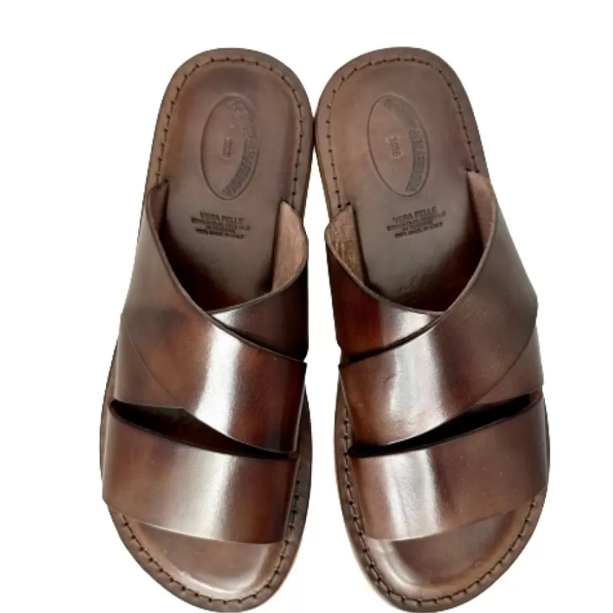 Uomo CAMARRI CALZATURE Scarpe Uomo | Ciabatta In Pelle Testa Di Moro Mod.7046
