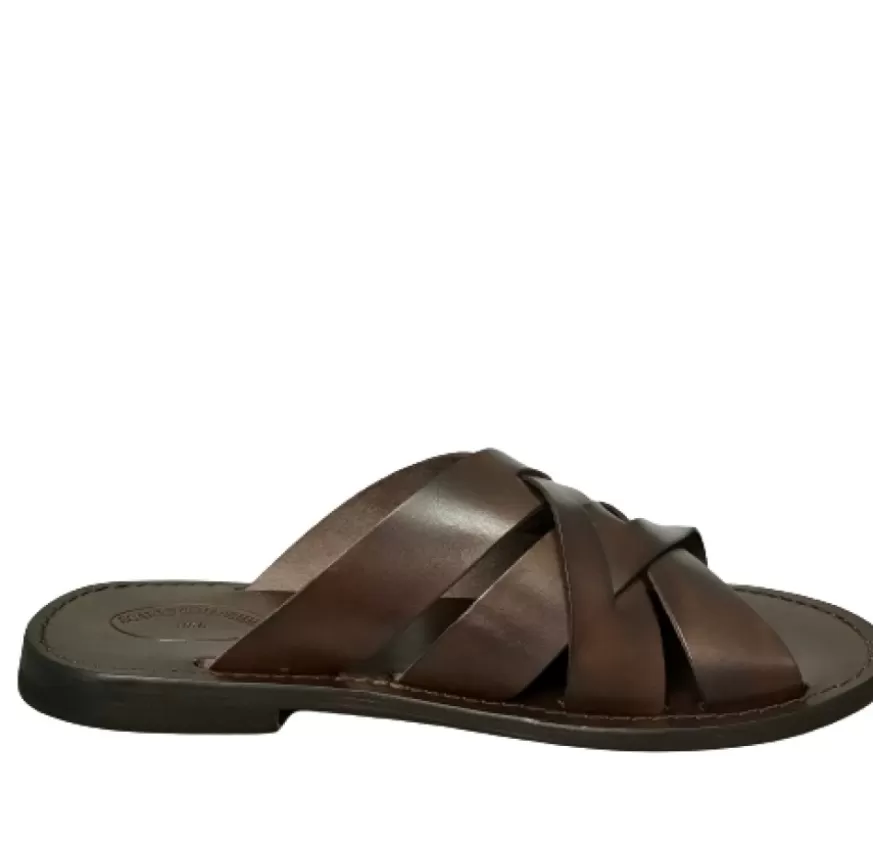 Uomo CAMARRI CALZATURE Scarpe Uomo | Ciabatta In Pelle Testa Di Moro Mod.7092