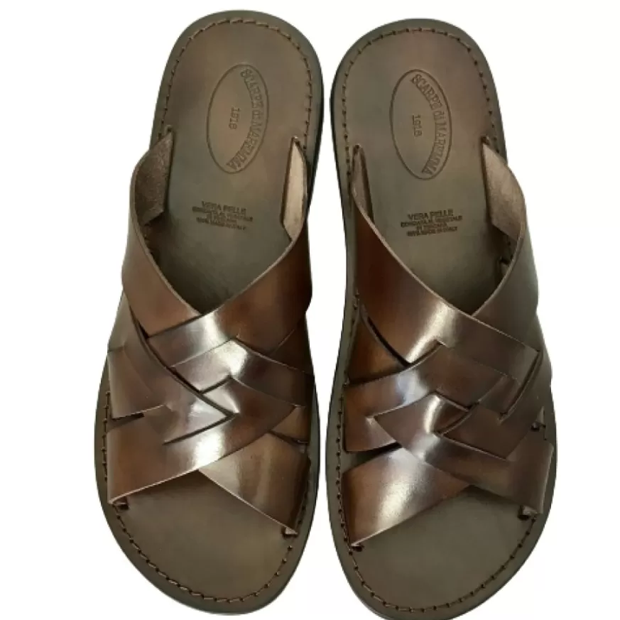 Uomo CAMARRI CALZATURE Scarpe Uomo | Ciabatta In Pelle Testa Di Moro Mod.7092