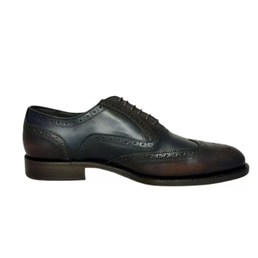 Uomo CAMARRI CALZATURE Scarpe Uomo | Francesina Blu E Testa Di Moro Cucita Blake