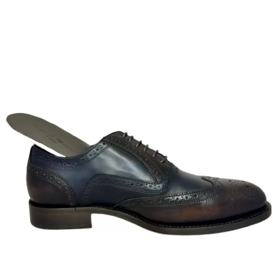 Uomo CAMARRI CALZATURE Scarpe Uomo | Francesina Blu E Testa Di Moro Cucita Blake