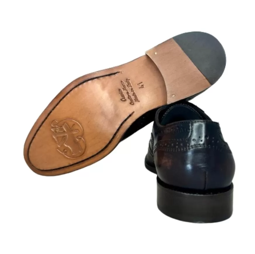 Uomo CAMARRI CALZATURE Scarpe Uomo | Francesina Blu E Testa Di Moro Cucita Blake