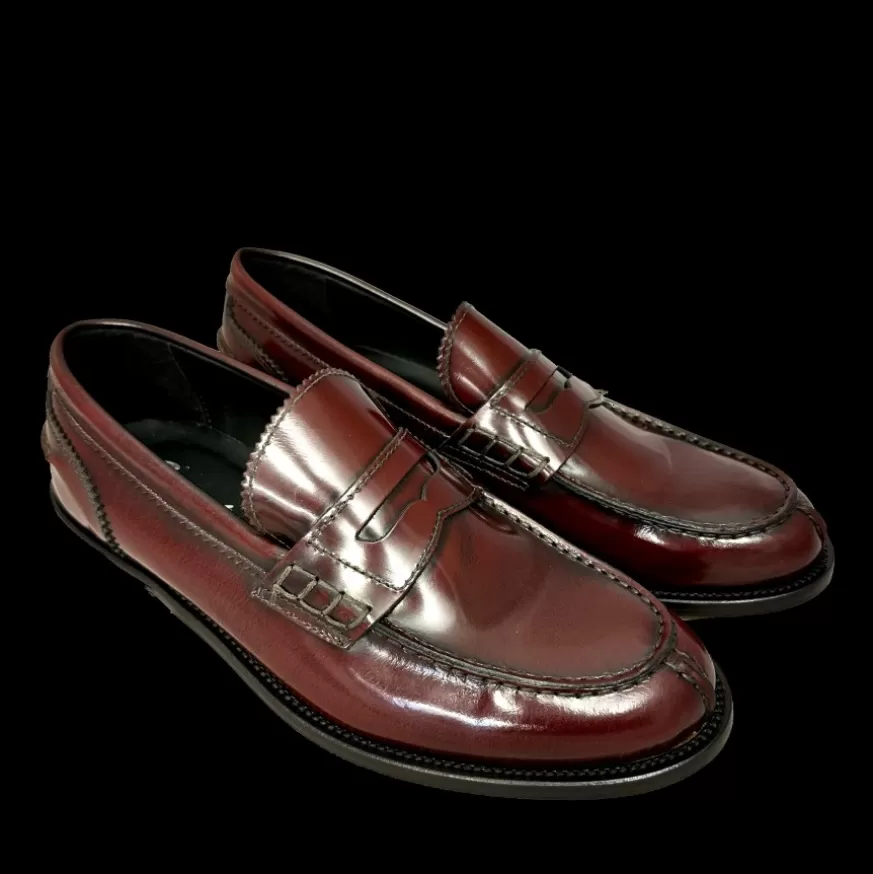Uomo CAMARRI CALZATURE Scarpe Uomo | Mocassino College Spazzolato Bordeaux Cucito Blake