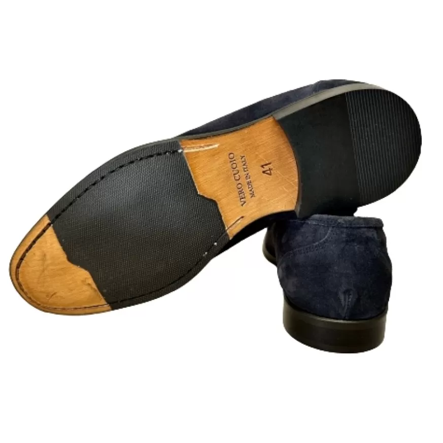 Uomo CAMARRI CALZATURE Scarpe Uomo | Mocassino In Camoscio Blu Cucito Blake