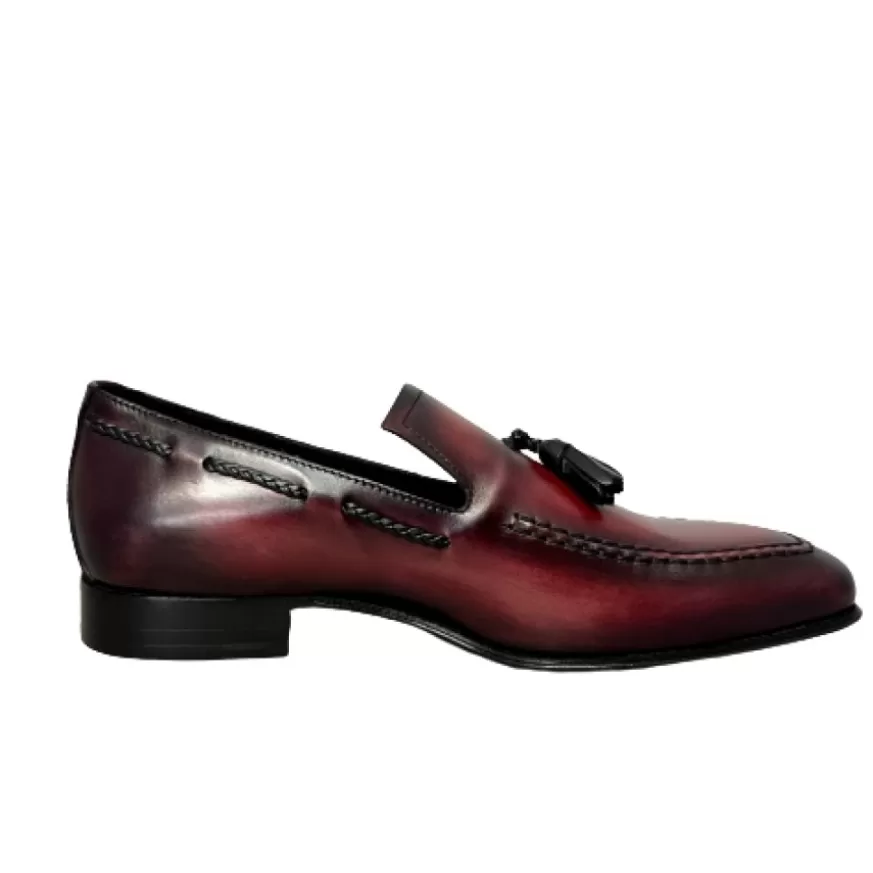 Uomo CAMARRI CALZATURE Scarpe Uomo | Mocassino In Pelle Bordeaux Con Nappine Serigrafato