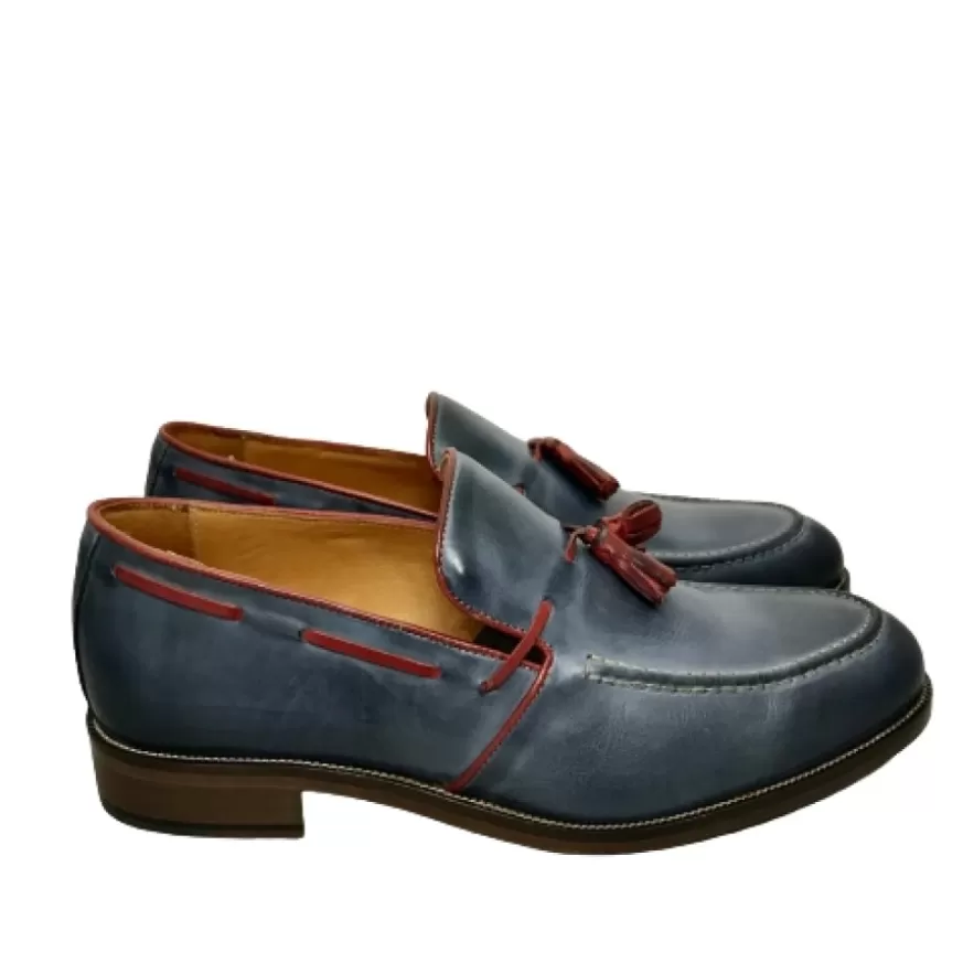 Uomo CAMARRI CALZATURE Scarpe Uomo | Mocassino In Pelle Fondo Cuoio Oceano
