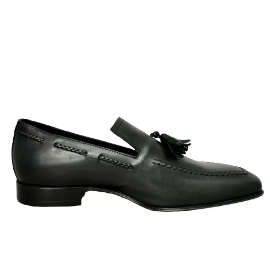 Uomo CAMARRI CALZATURE Scarpe Uomo | Mocassino In Pelle Verde Con Nappine Serigrafato