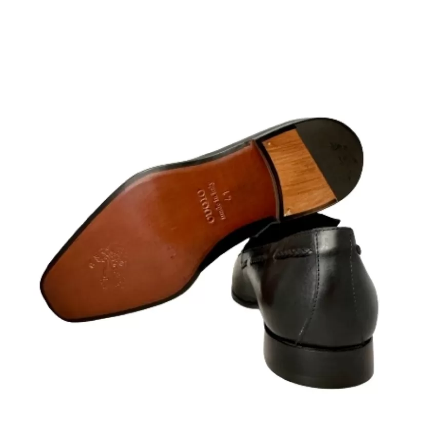 Uomo CAMARRI CALZATURE Scarpe Uomo | Mocassino In Pelle Verde Con Nappine Serigrafato