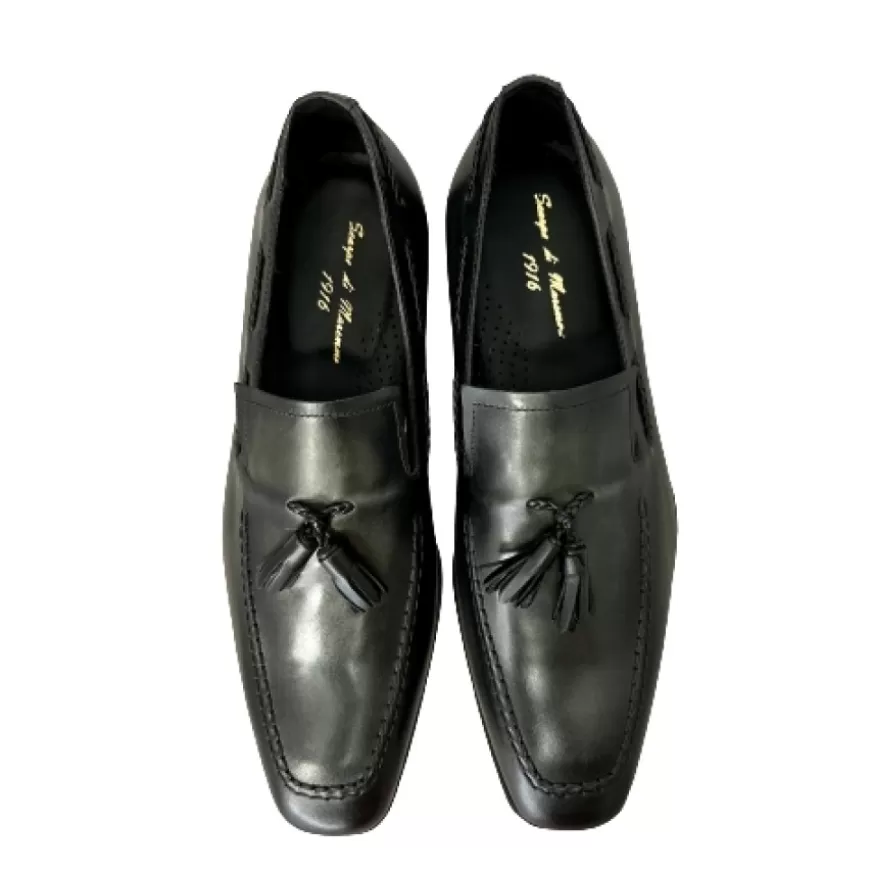 Uomo CAMARRI CALZATURE Scarpe Uomo | Mocassino In Pelle Verde Con Nappine Serigrafato