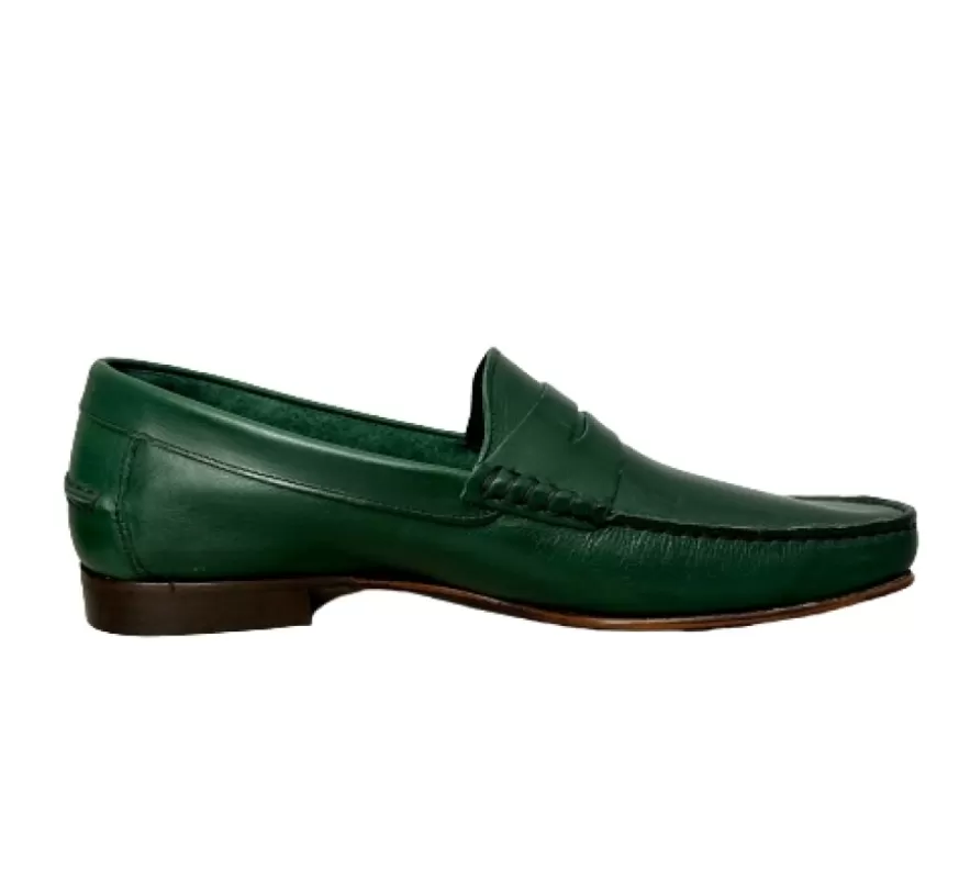 Uomo CAMARRI CALZATURE Scarpe Uomo | Mocassino Mod. College Estivo Verde Bottiglia
