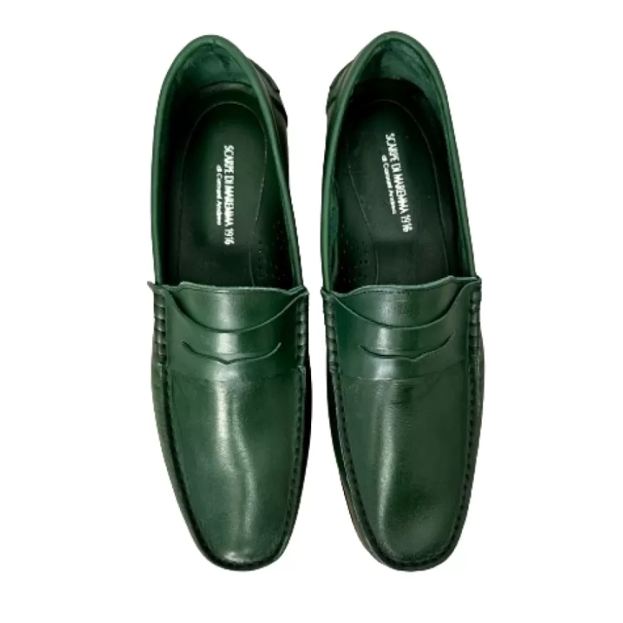 Uomo CAMARRI CALZATURE Scarpe Uomo | Mocassino Mod. College Estivo Verde Bottiglia