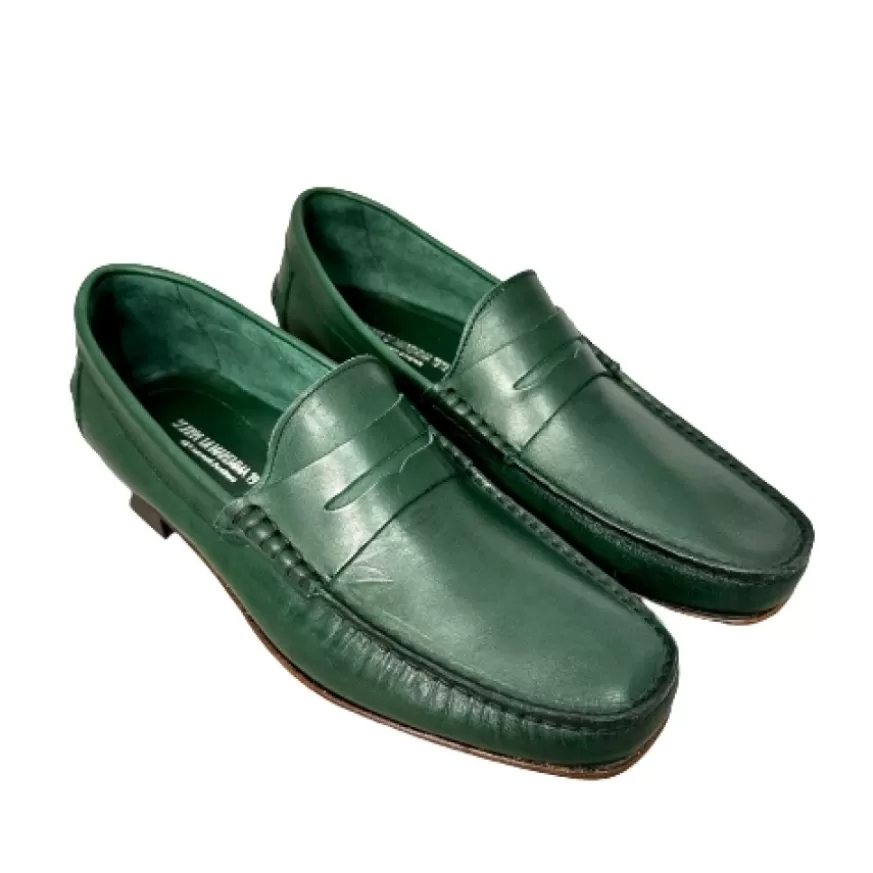 Uomo CAMARRI CALZATURE Scarpe Uomo | Mocassino Mod. College Estivo Verde Bottiglia