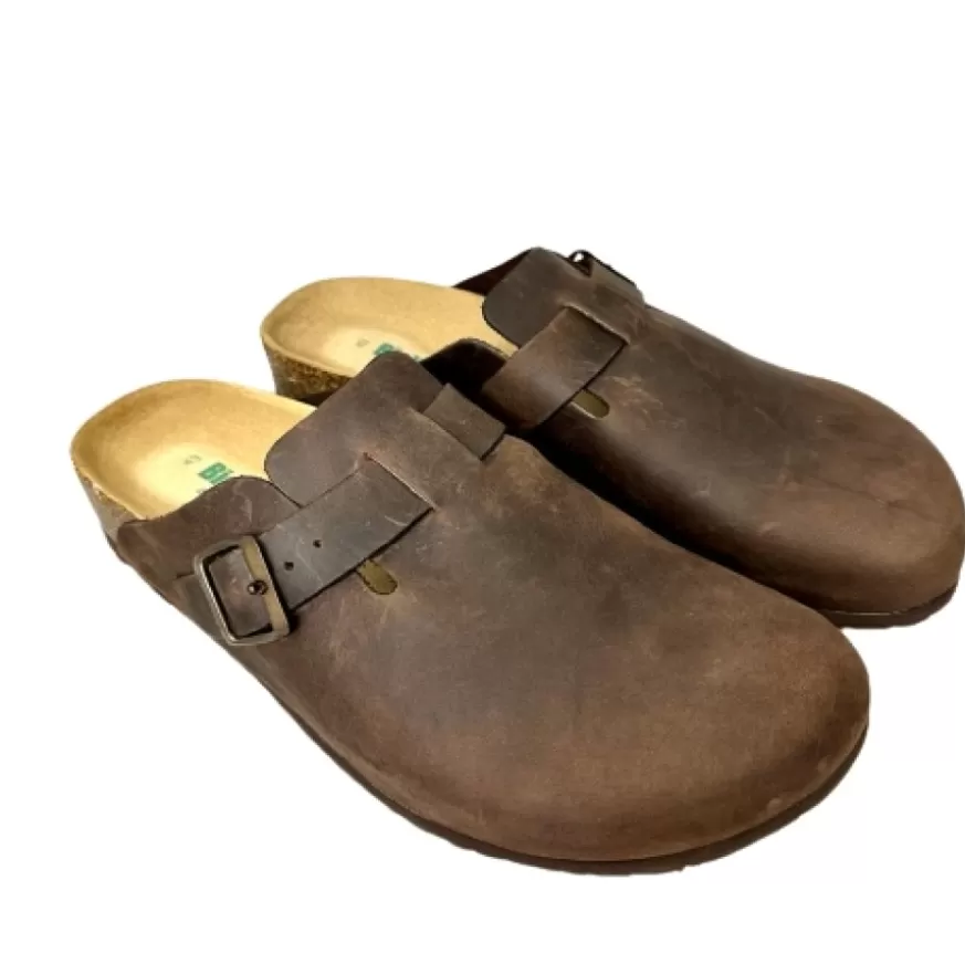 Uomo CAMARRI CALZATURE Scarpe Uomo | Sabot In Pelle Oliata Bionatura Testa Di Moro Vibram