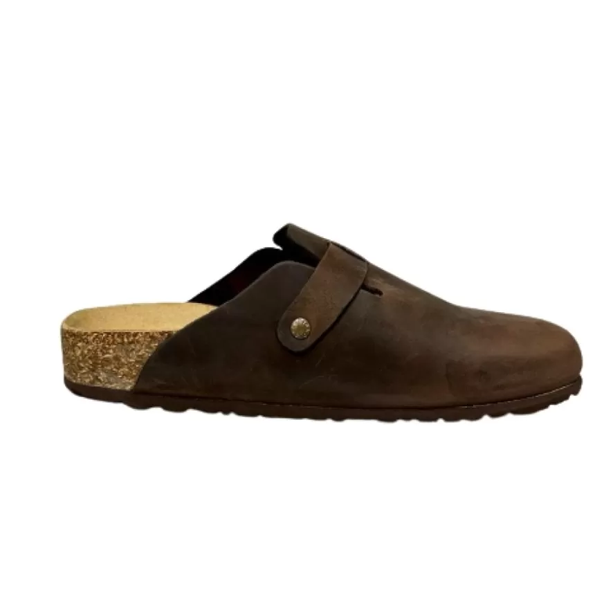 Uomo CAMARRI CALZATURE Scarpe Uomo | Sabot In Pelle Oliata Bionatura Testa Di Moro Vibram