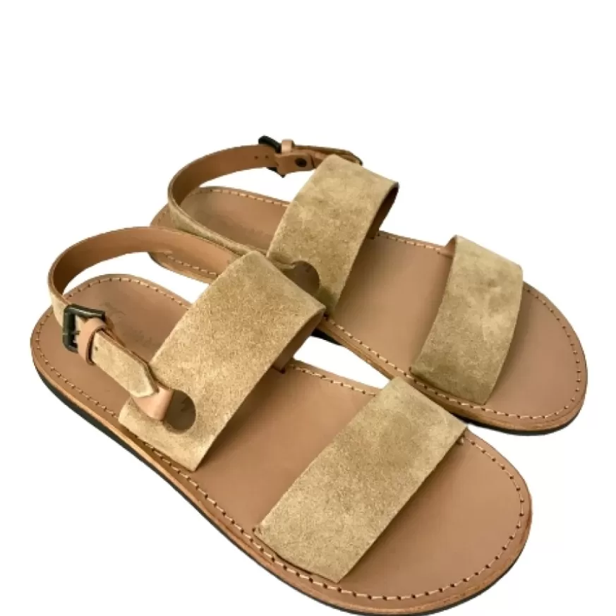 Uomo CAMARRI CALZATURE Scarpe Uomo | Sandalo Artigianale In Camoscio Beige Mod.C32