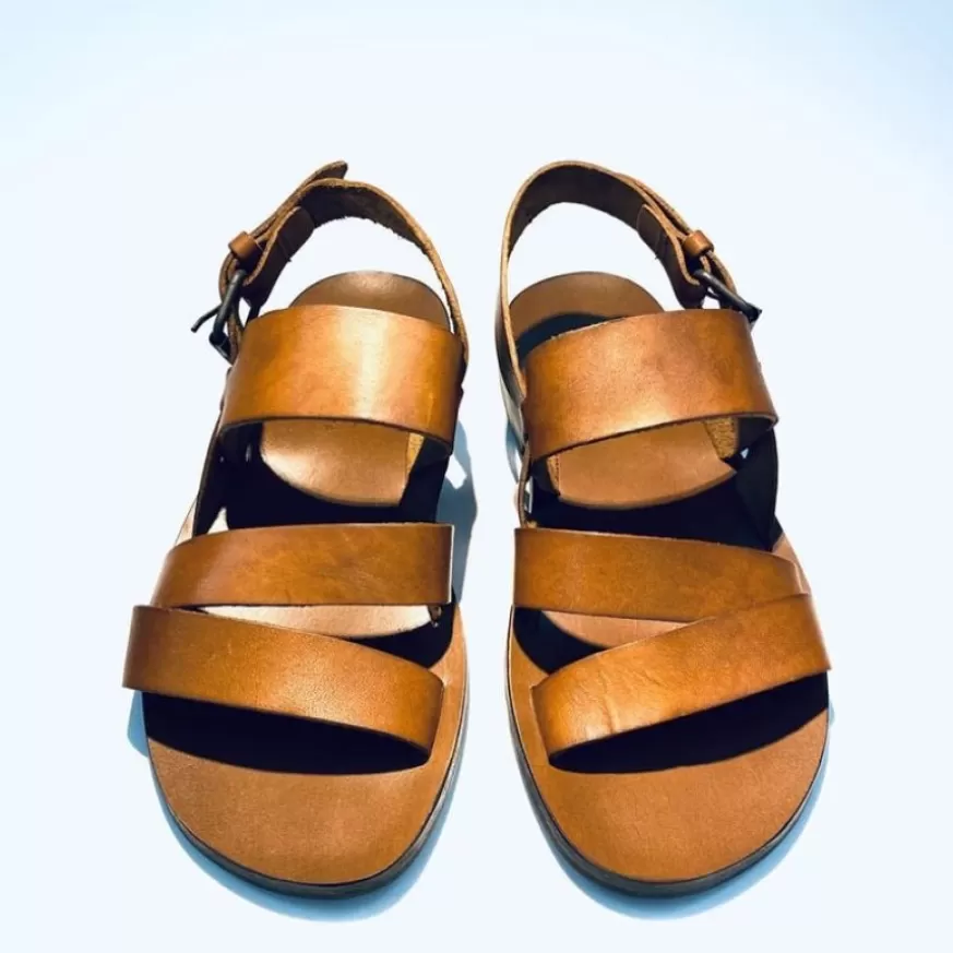 Uomo CAMARRI CALZATURE Scarpe Uomo | Sandalo Artigianale In Pelle Color Cuoio Mod.O