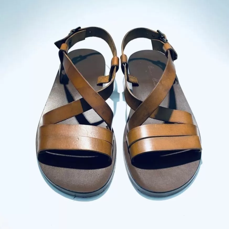Uomo CAMARRI CALZATURE Scarpe Uomo | Sandalo Artigianale In Pelle Marrone Mod.B