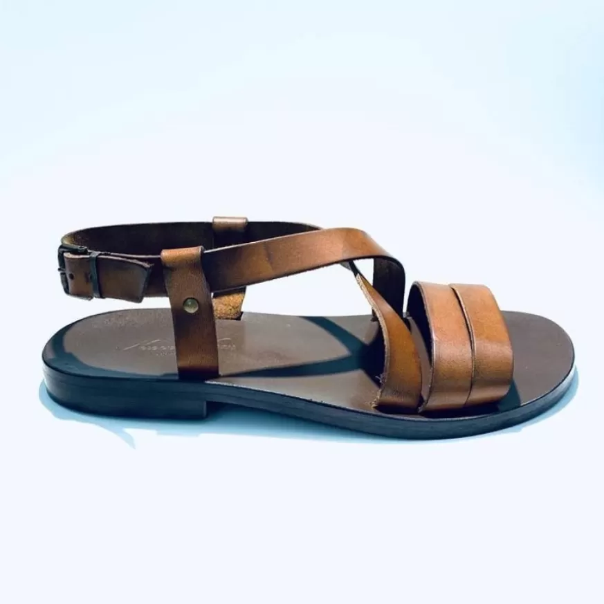 Uomo CAMARRI CALZATURE Scarpe Uomo | Sandalo Artigianale In Pelle Marrone Mod.B