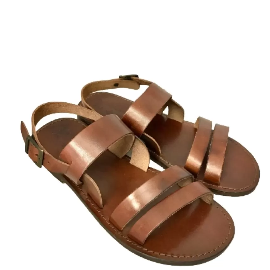 Uomo CAMARRI CALZATURE Scarpe Uomo | Sandalo Artigianale In Pelle Marrone Mod.C30