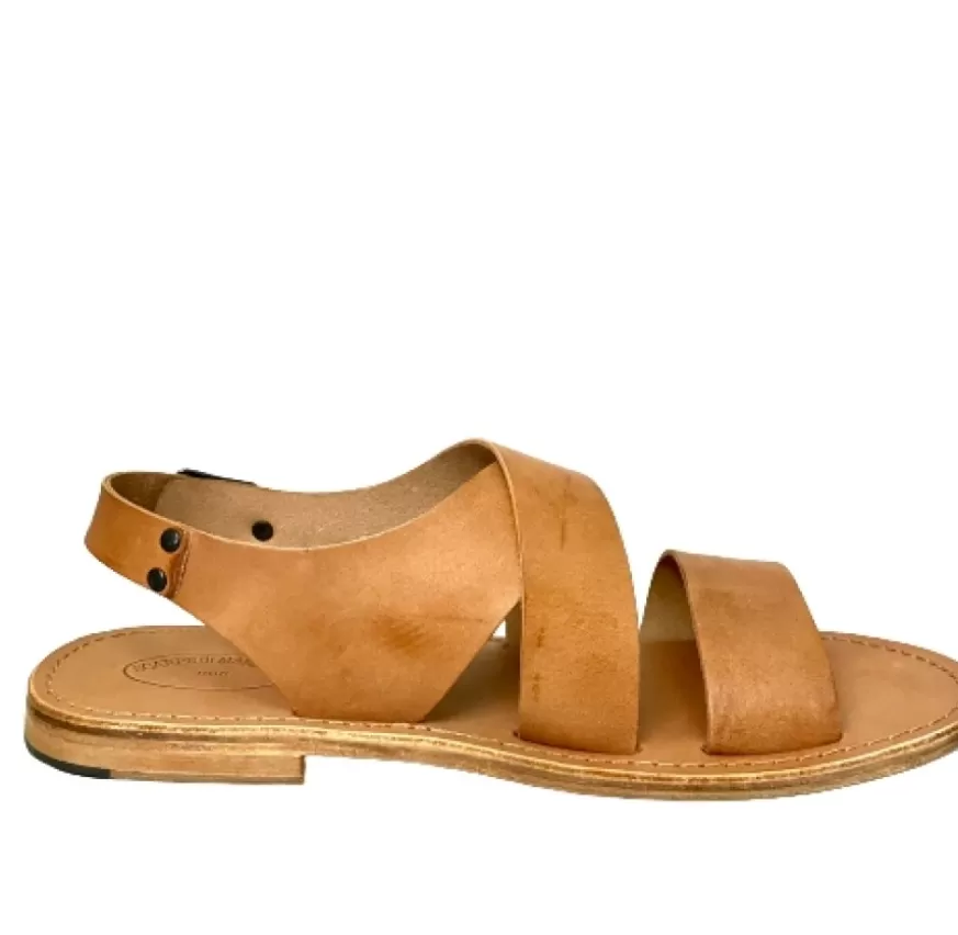 Uomo CAMARRI CALZATURE Scarpe Uomo | Sandalo In Pelle Color Cuoio Bruciato Mod. 7005