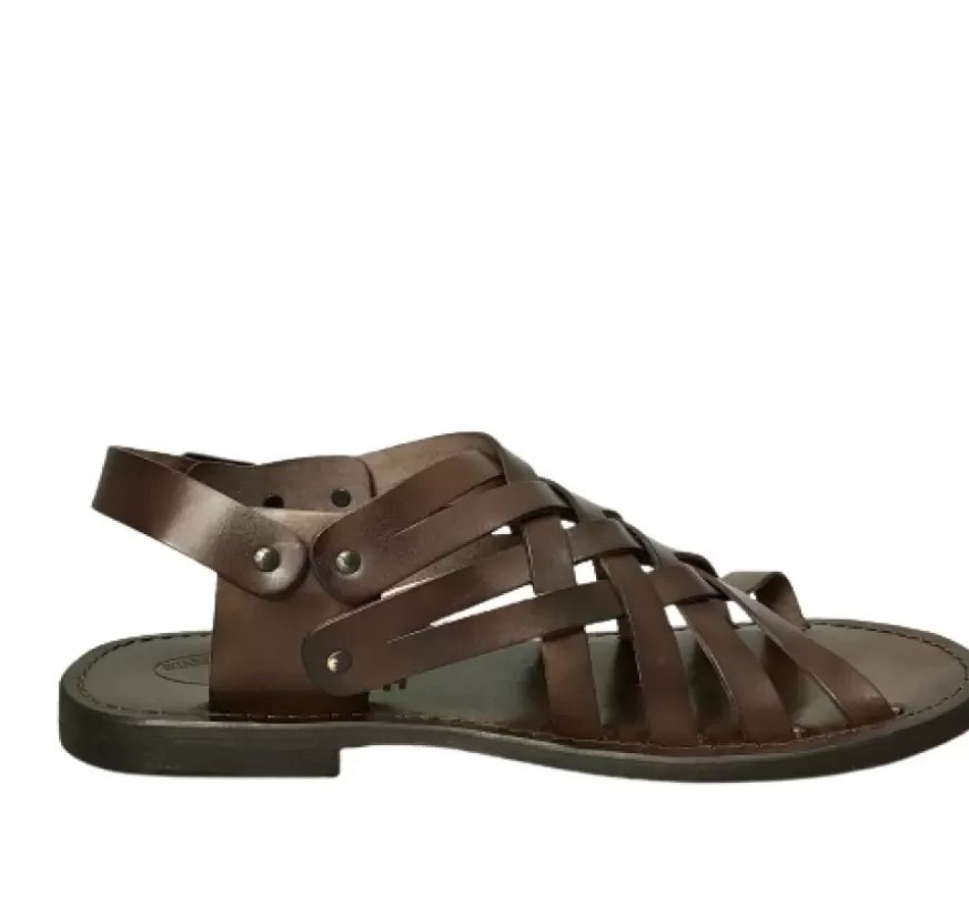 Uomo CAMARRI CALZATURE Scarpe Uomo | Sandalo In Pelle Testa Di Moro Mod. 7001