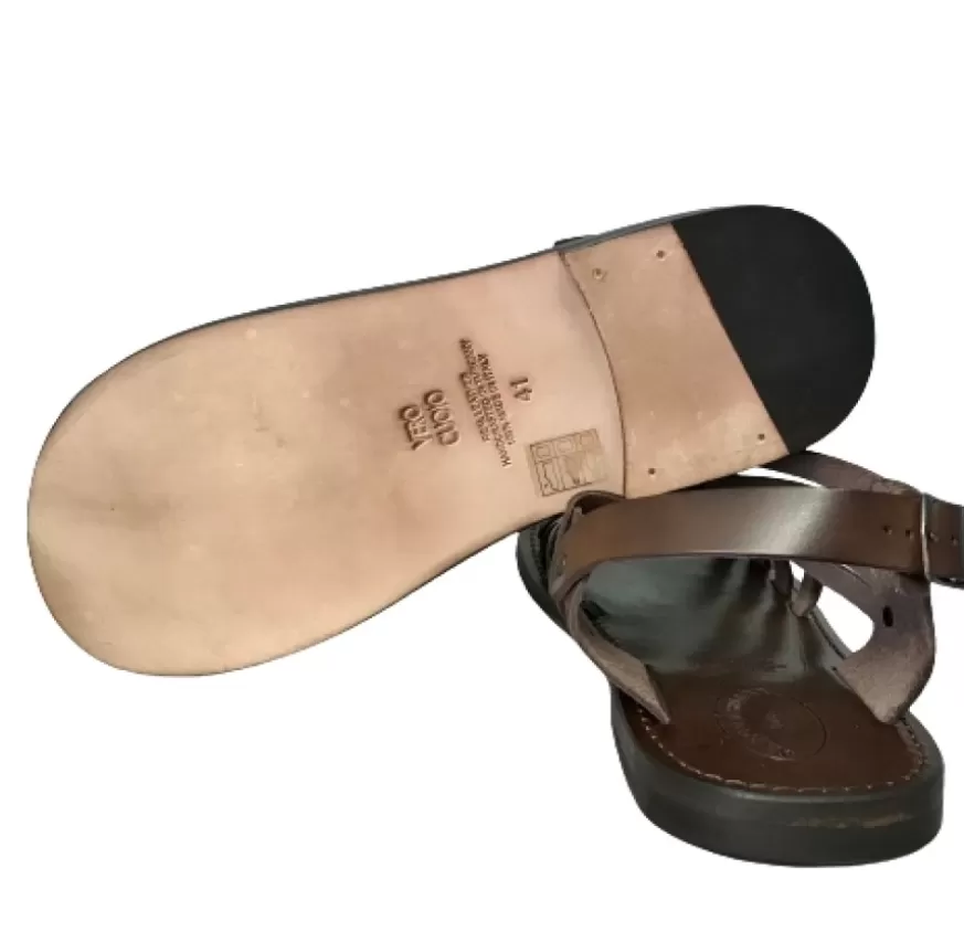 Uomo CAMARRI CALZATURE Scarpe Uomo | Sandalo In Pelle Testa Di Moro Mod. 7001