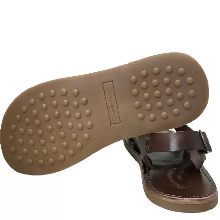 Uomo CAMARRI CALZATURE Scarpe Uomo | Sandalo In Pelle Testa Di Moro Mod. 7005