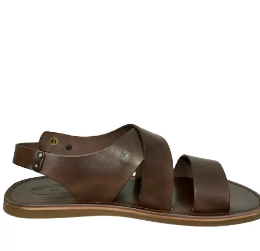 Uomo CAMARRI CALZATURE Scarpe Uomo | Sandalo In Pelle Testa Di Moro Mod. 7005