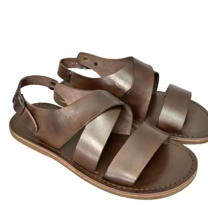 Uomo CAMARRI CALZATURE Scarpe Uomo | Sandalo In Pelle Testa Di Moro Mod. 7005