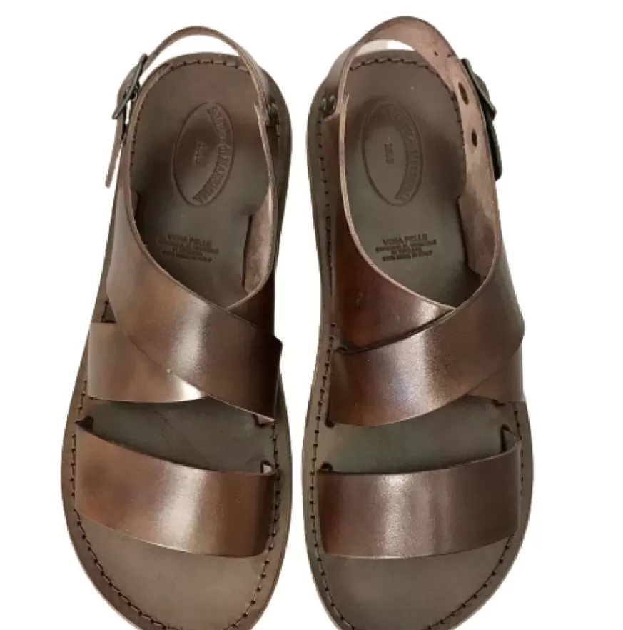 Uomo CAMARRI CALZATURE Scarpe Uomo | Sandalo In Pelle Testa Di Moro Mod. 7005