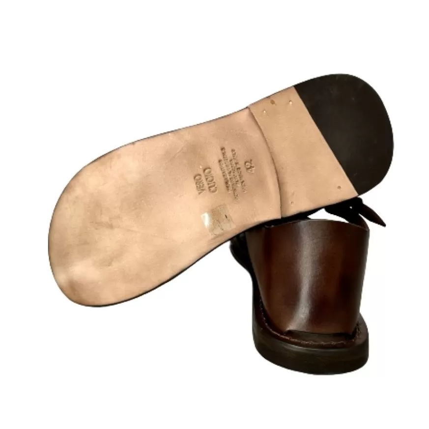Uomo CAMARRI CALZATURE Scarpe Uomo | Sandalo In Pelle Testa Di Moro Mod. 7017