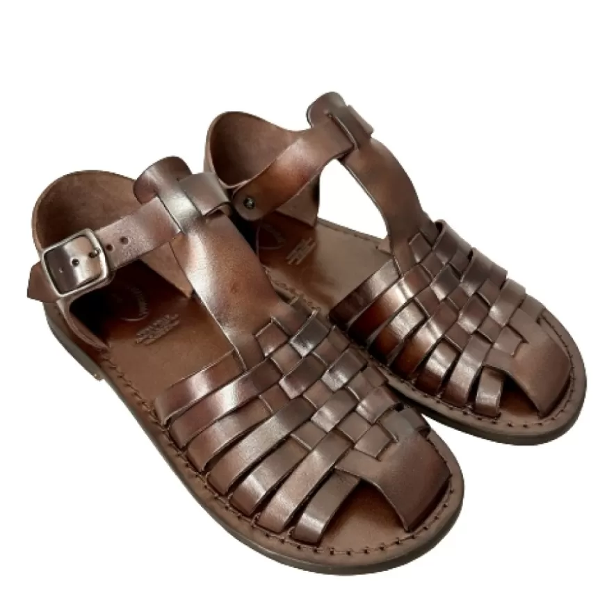 Uomo CAMARRI CALZATURE Scarpe Uomo | Sandalo In Pelle Testa Di Moro Mod. 7017