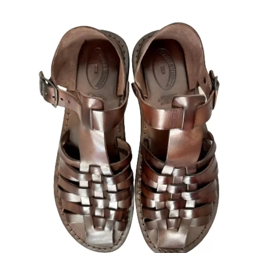 Uomo CAMARRI CALZATURE Scarpe Uomo | Sandalo In Pelle Testa Di Moro Mod. 7017