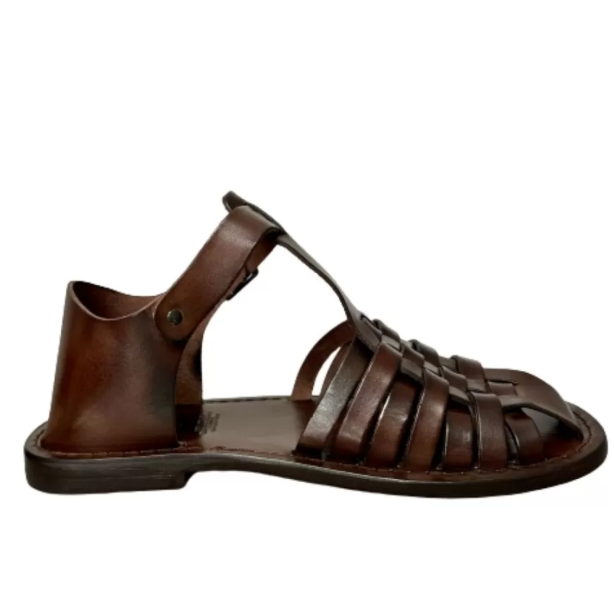 Uomo CAMARRI CALZATURE Scarpe Uomo | Sandalo In Pelle Testa Di Moro Mod. 7017