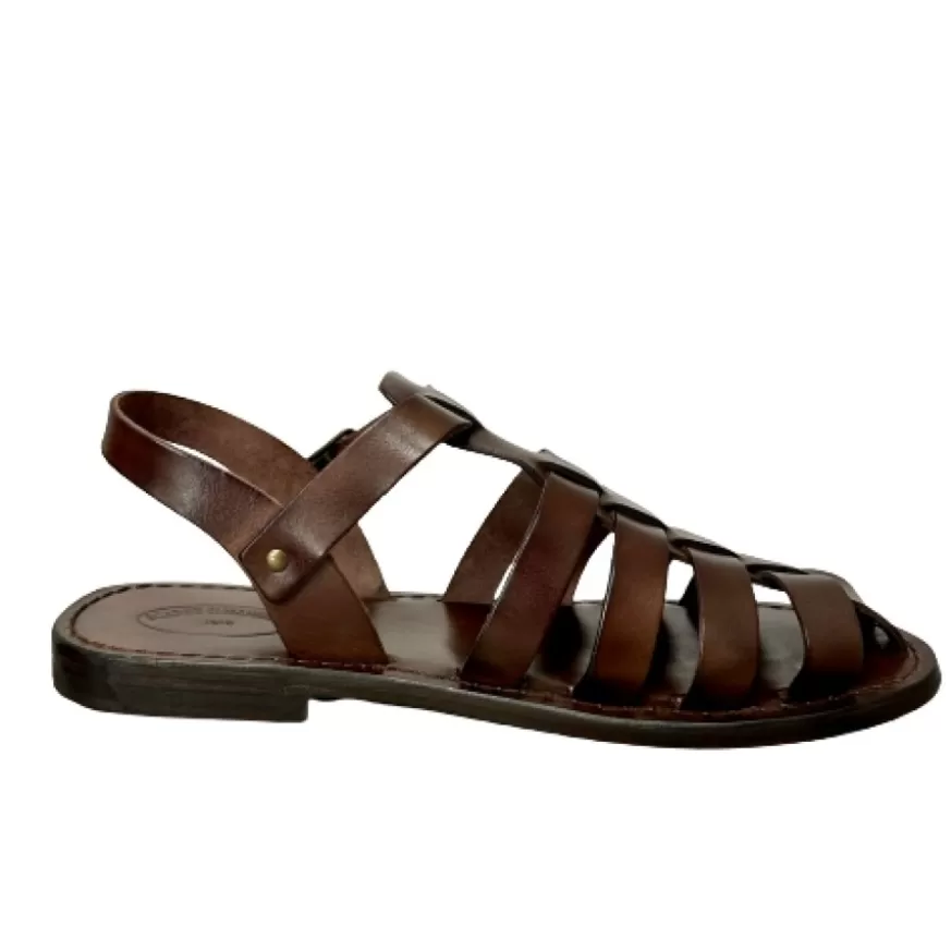 Uomo CAMARRI CALZATURE Scarpe Uomo | Sandalo In Pelle Testa Di Moro Mod. 7090